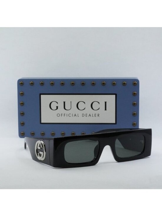 Gucci GG1646S 001 Rectangle Sunglasses - Black/Grey